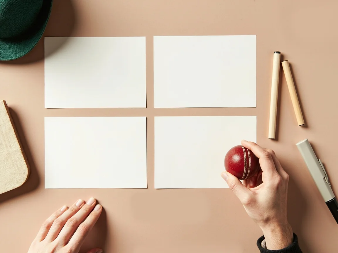 Three role cards fanned out next to a notepad and a small cricket figurine